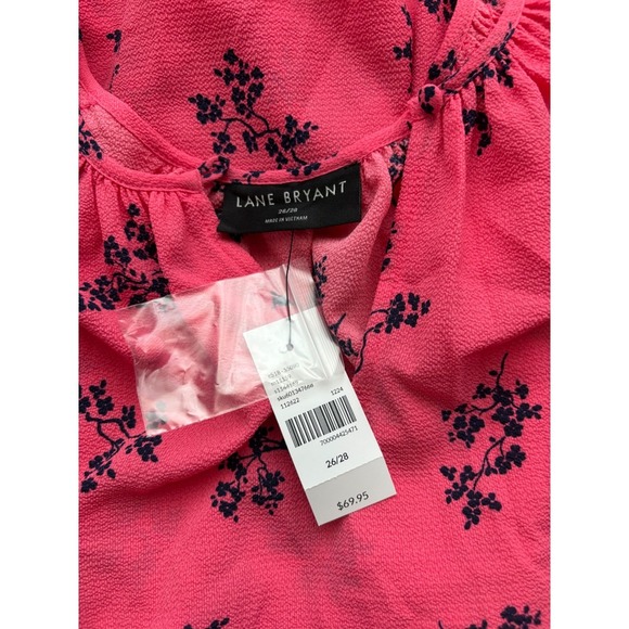 Lane Bryant Floral Print Blouse Top Womens Plus Size 26/28 Pink Black - Picture 3 of 5